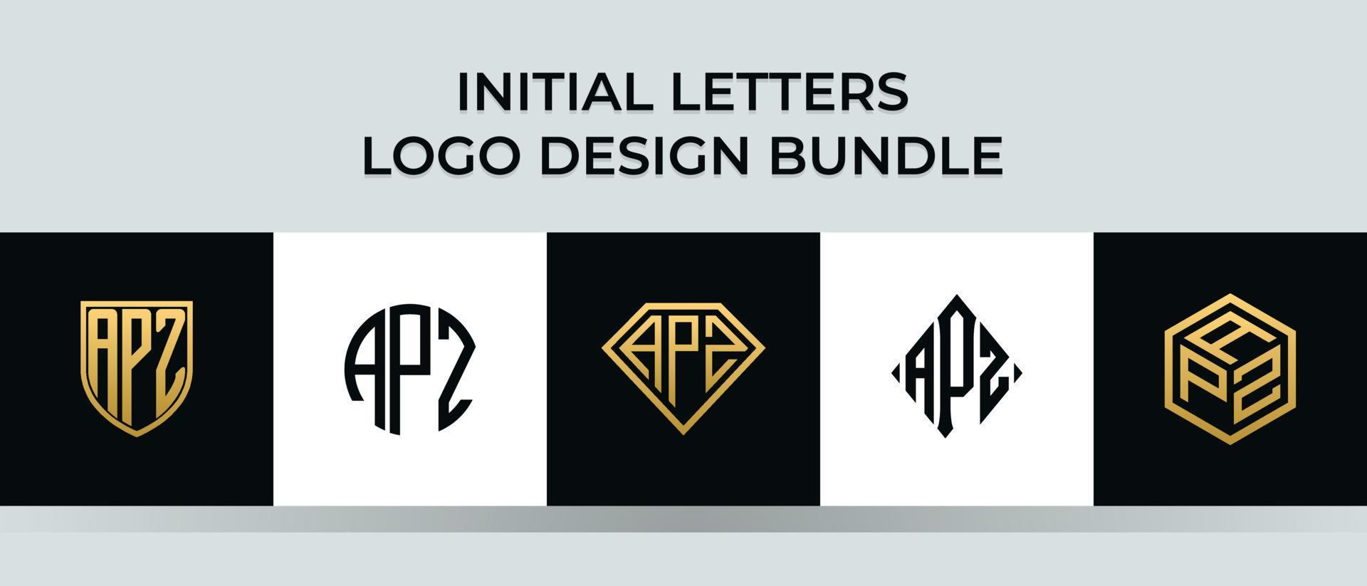 pacote de designs de logotipo apz letras iniciais vetor