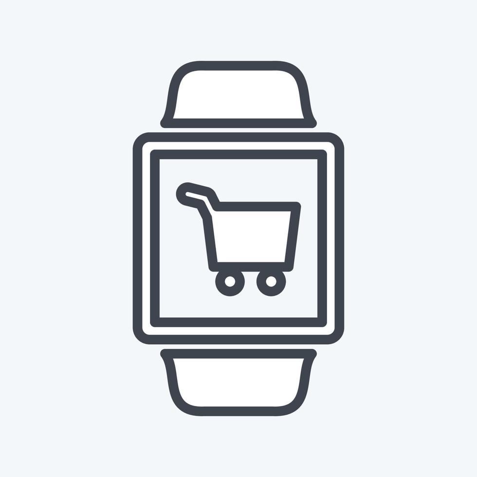 ícone do aplicativo de compras em estilo de linha moderno isolado em fundo azul suave vetor