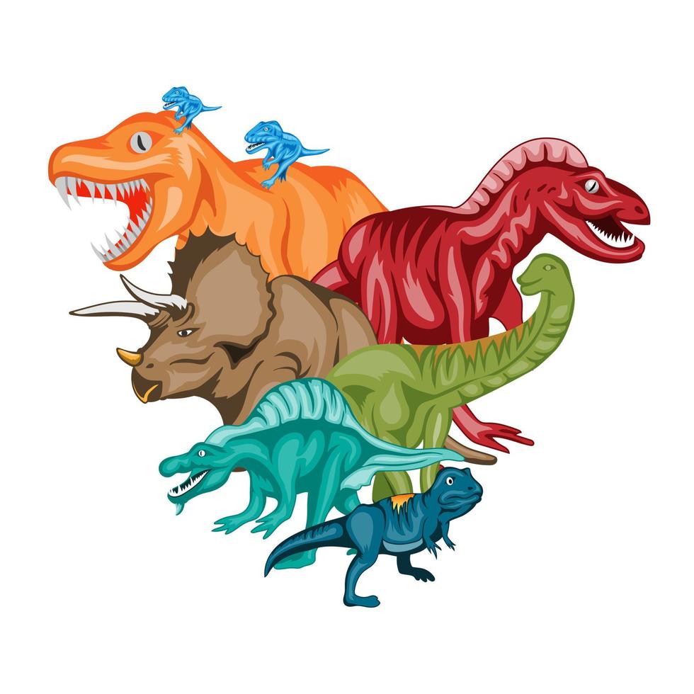 Conjunto de Dinossauros em Desenho Animado Vetor EPS [download] - Designi