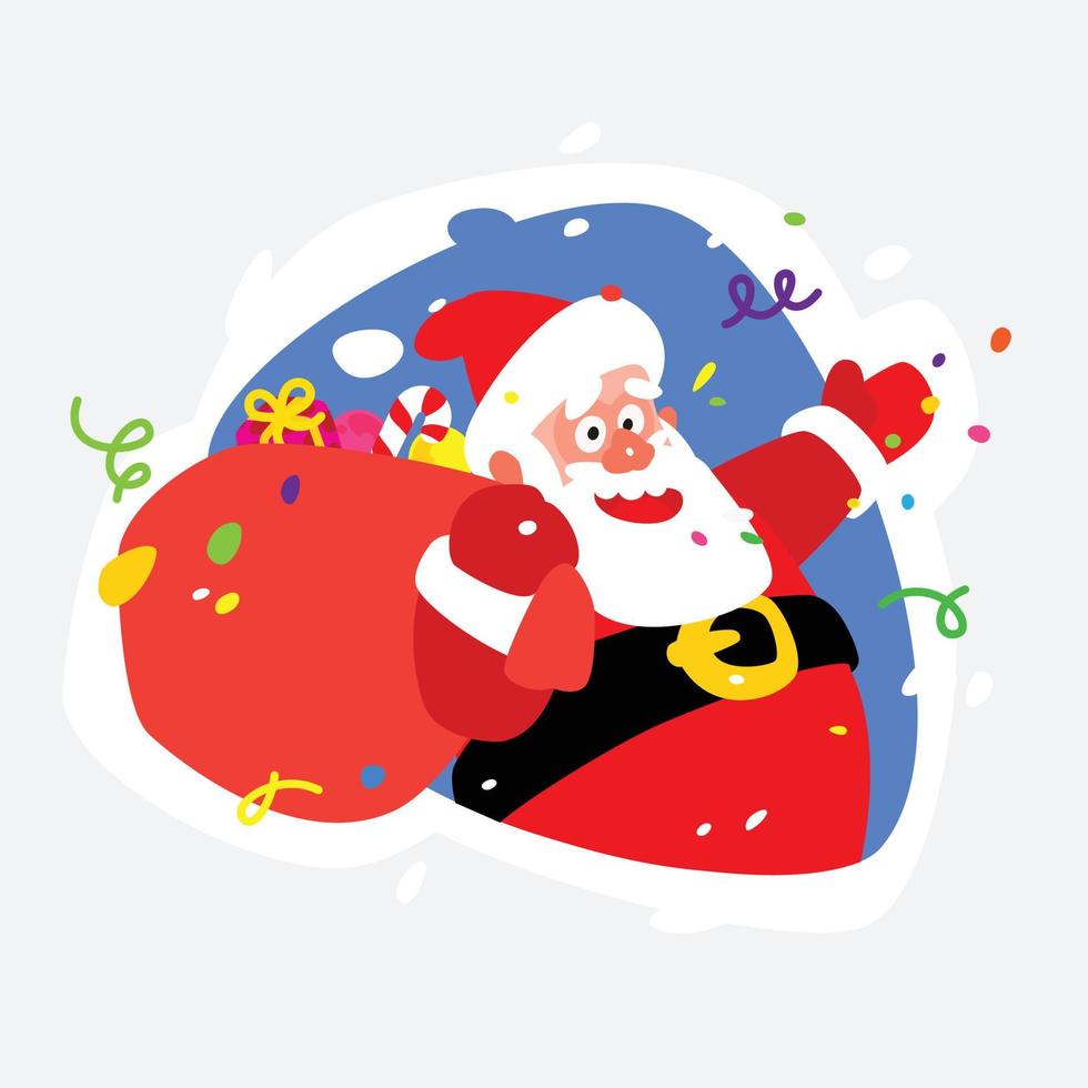 adesivo papai noel. ilustração do ícone do vetor de Papai Noel. a imagem é isolada do fundo. pronto para impressão, crachá, site, banner e mensageiros. emoji papai noel.