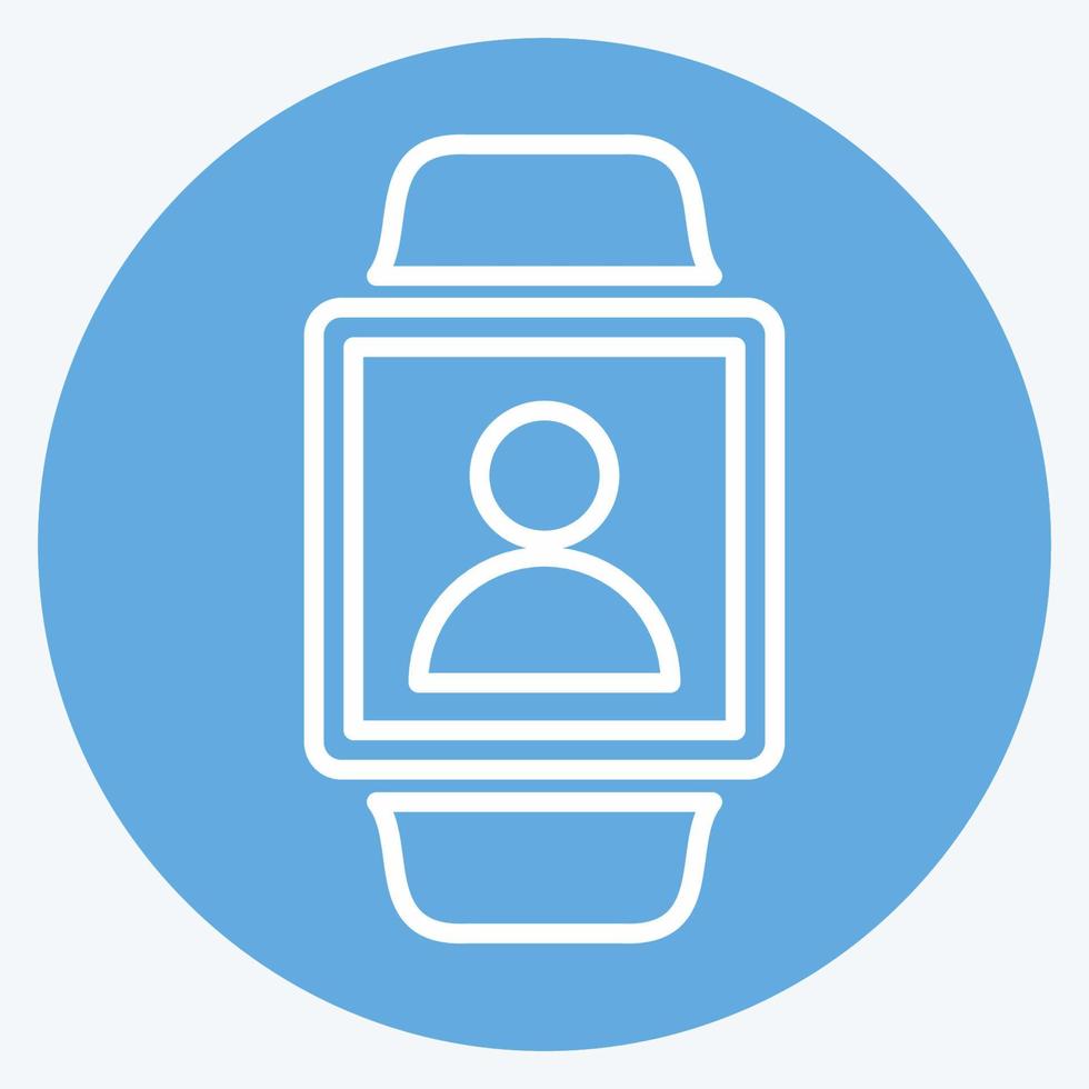 usuário no ícone do relógio no estilo moderno de olhos azuis isolado em um fundo azul suave vetor