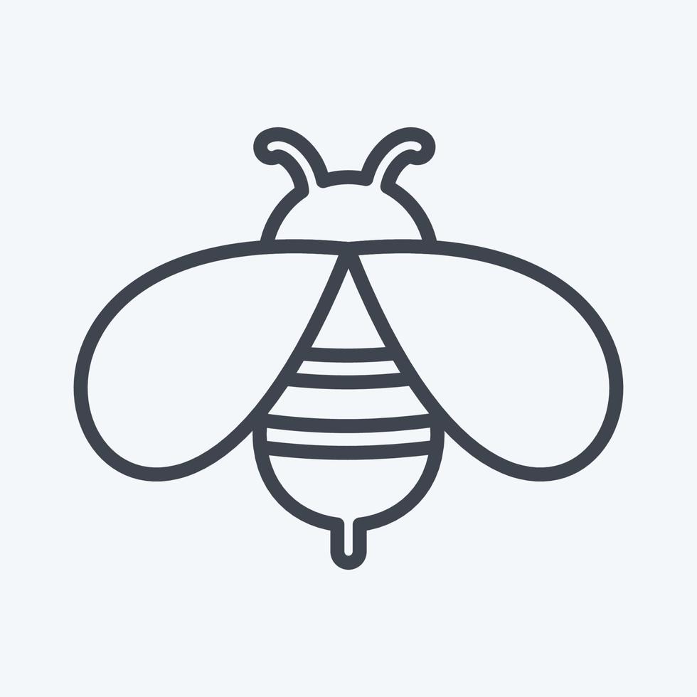 ícone de abelha em estilo de linha moderno isolado em fundo azul suave vetor