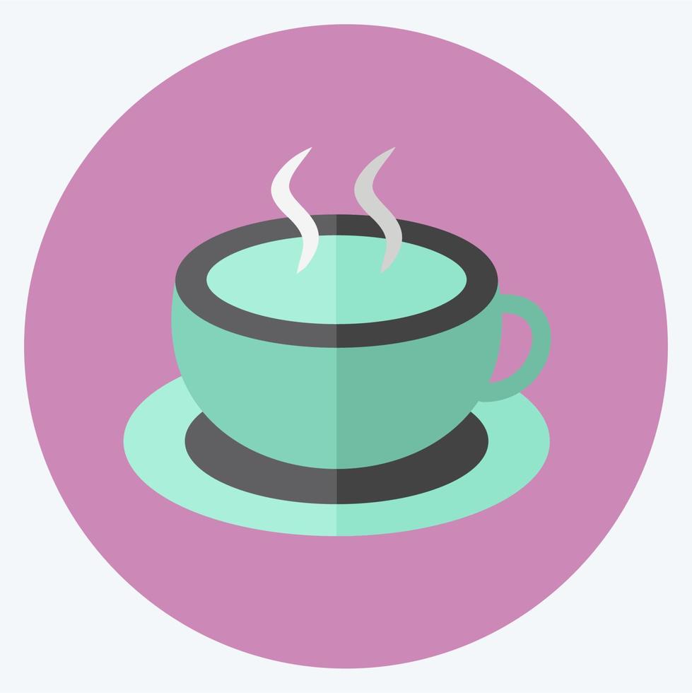 ícone de café quente em um moderno estilo simples, isolado em um fundo azul suave vetor