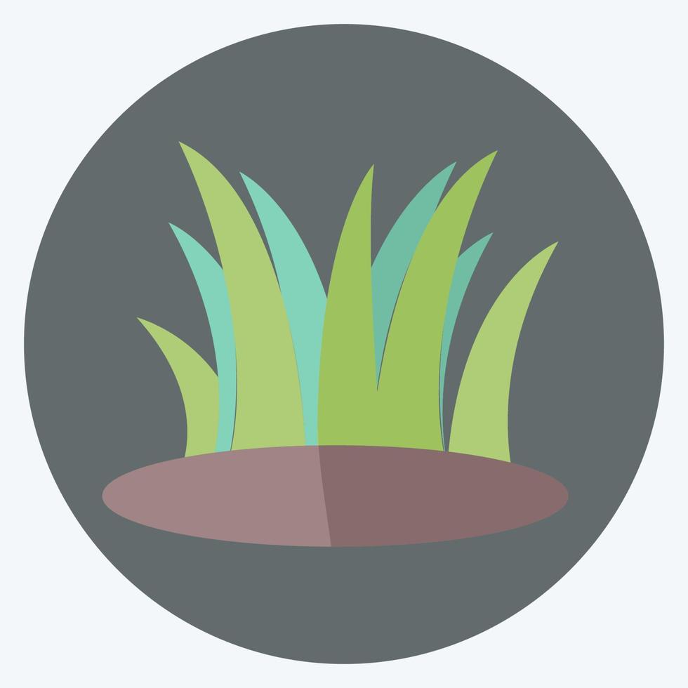 ícone de grama em um moderno estilo simples, isolado em um fundo azul suave. vetor