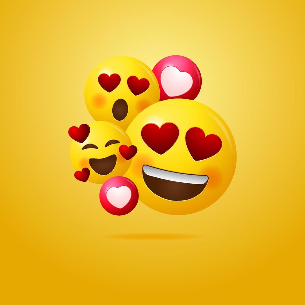 conceito de emoticon feliz e amor fundo do vetor