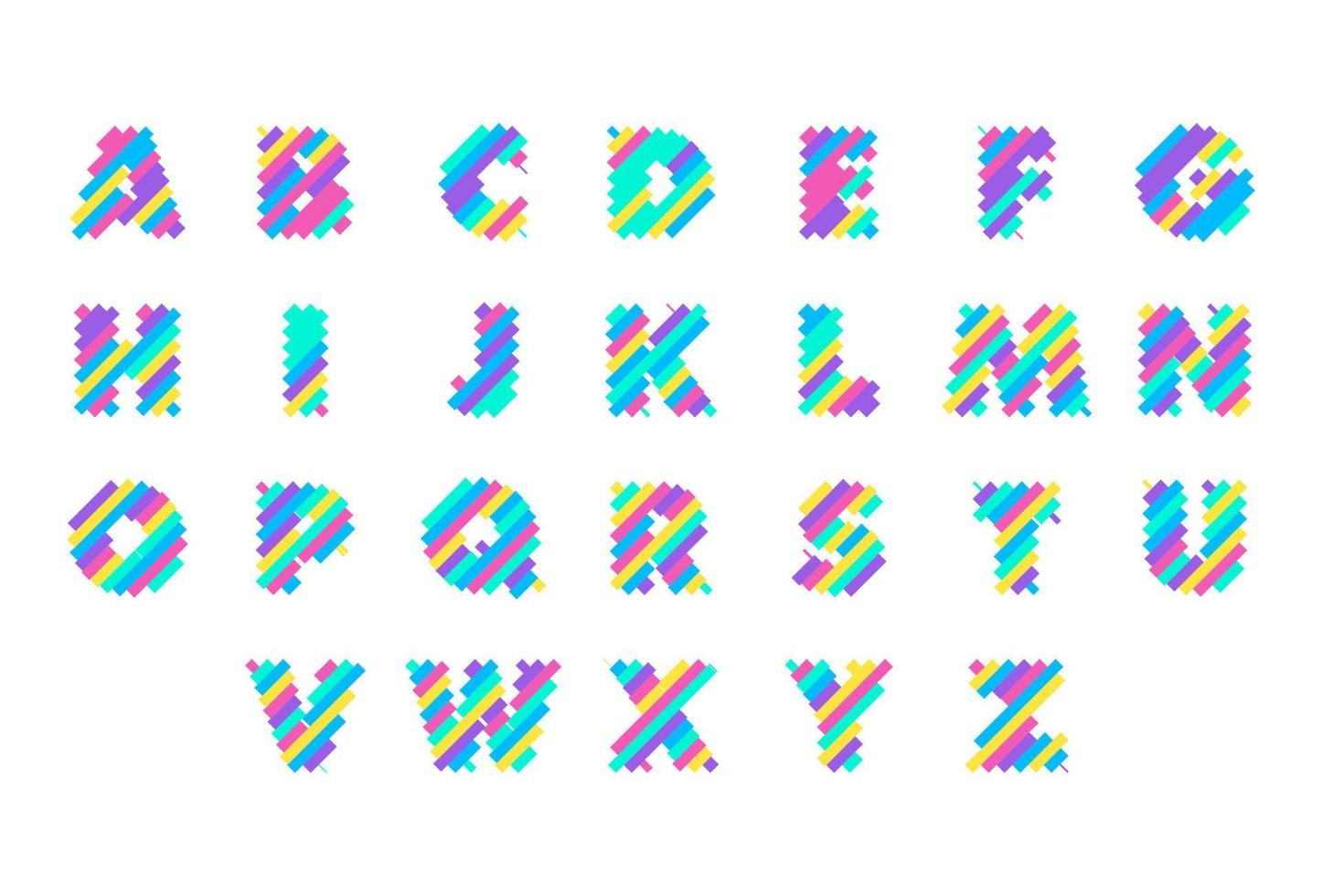 conjunto de pixel moderno colorido a a z modelo de design de logotipo de letra. ilustração em vetor elemento símbolo ícone tecnologia criativa perfeita para sua identidade visual.
