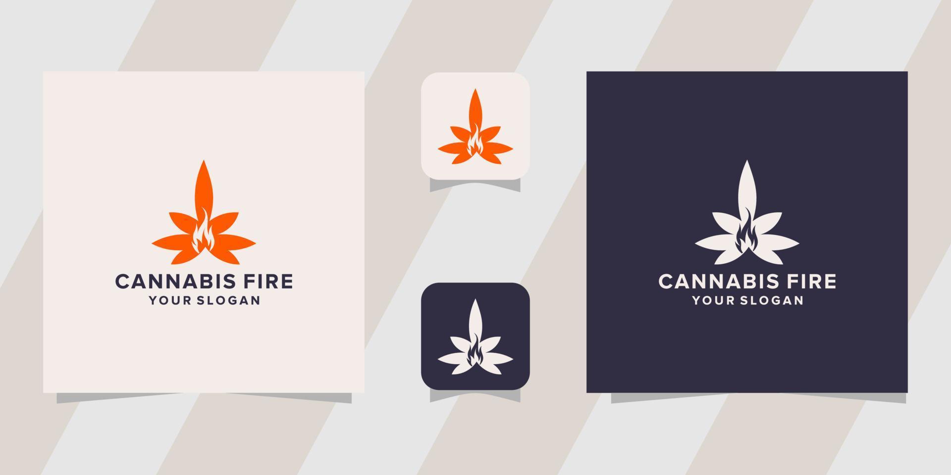 modelo de logotipo cannabis fire vetor