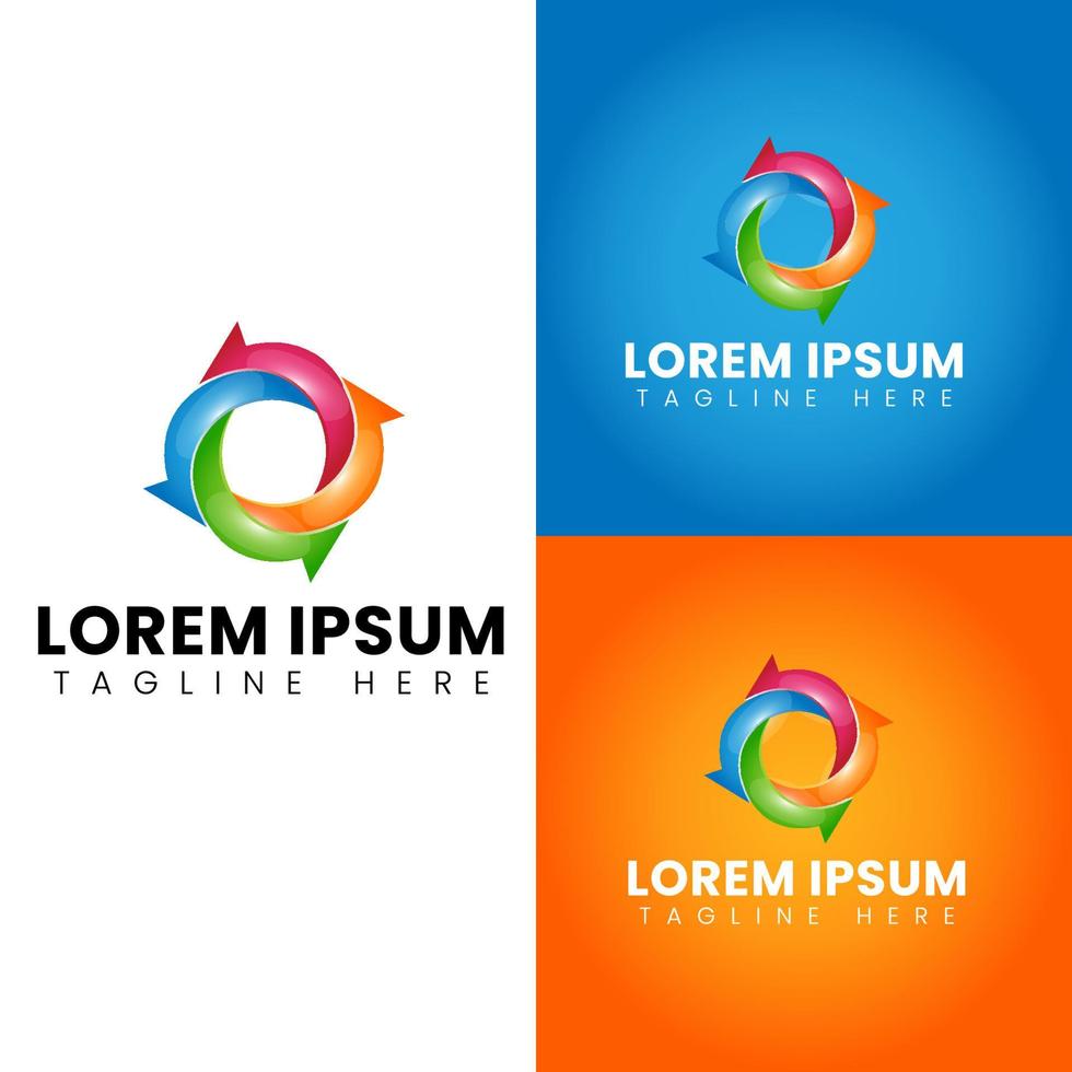 design de logotipo comercial com setas multicoloridas vetor