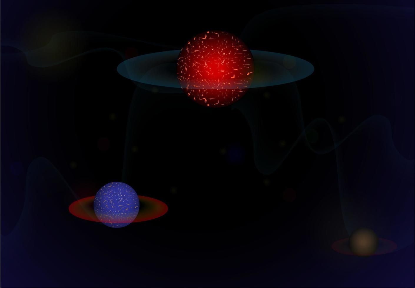 ilustração do vetor do fundo do espaço. com os elementos do planeta e da lua. gradação de onda com ponto brilhante e ponto lento. modelos modernos