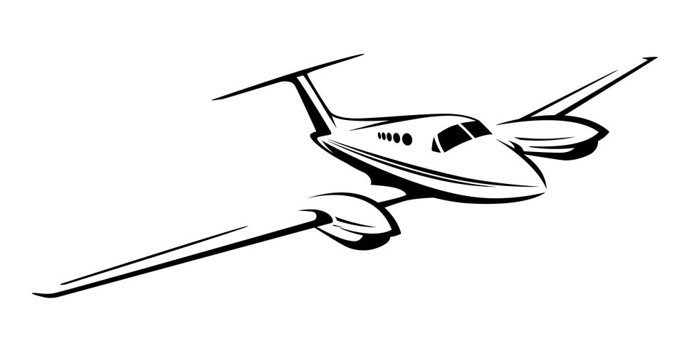 Ilustração em vetor pequeno avião twin motor privado