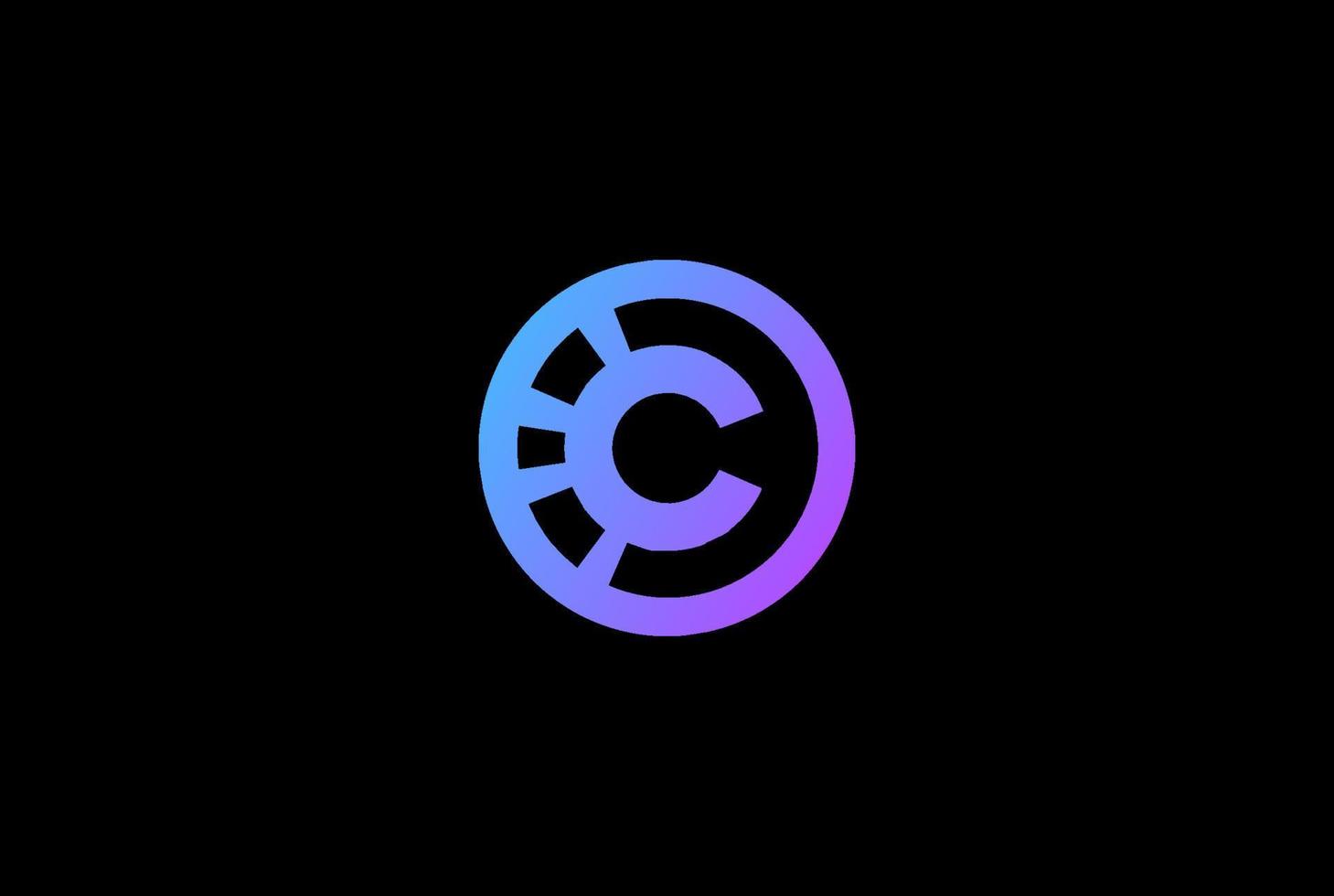 círculo simples minimalista inicial letra c cc logo design vector