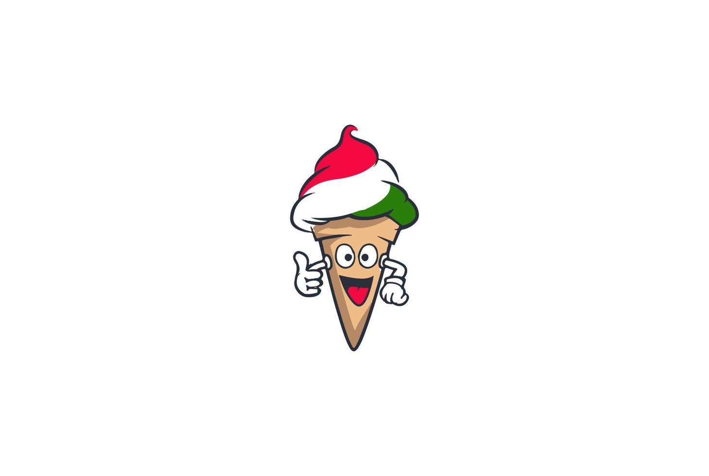 vetor de design de logotipo de personagem mascote de sorvete de sorvete italiano