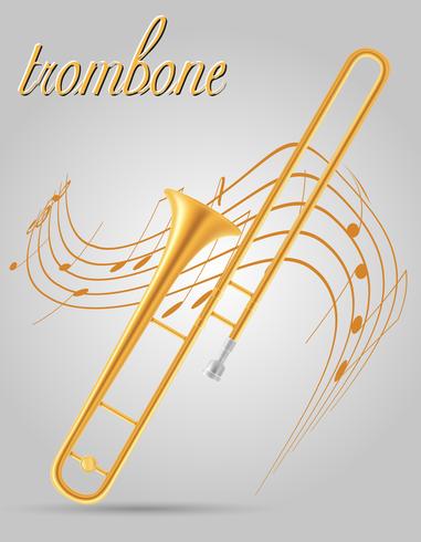 ilustração em vetor estoque trombone vento instrumentos musicais