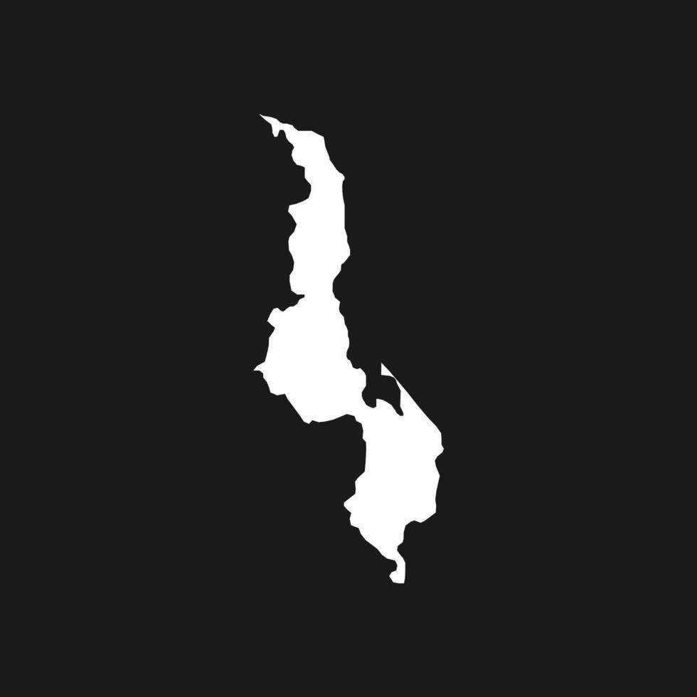 mapa do malawi em fundo preto vetor