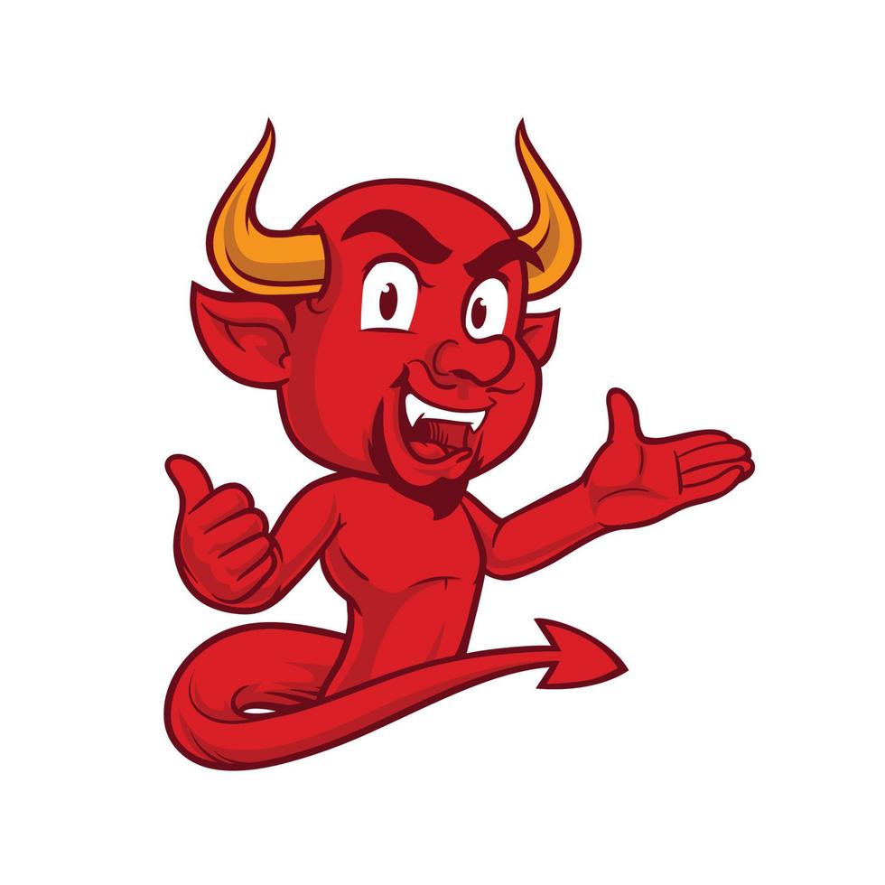 mascote do demônio dos desenhos animados apresentando vetor