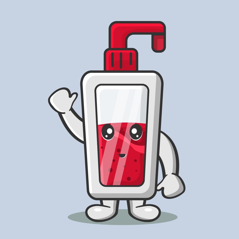 mascote de frasco de sabão fofo sorriso cartoon isolado em estilo simples vetor