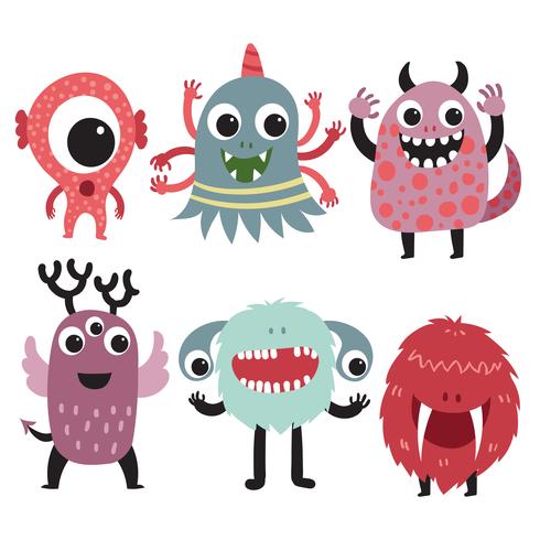 design de coleção de personagens de monstro vetor