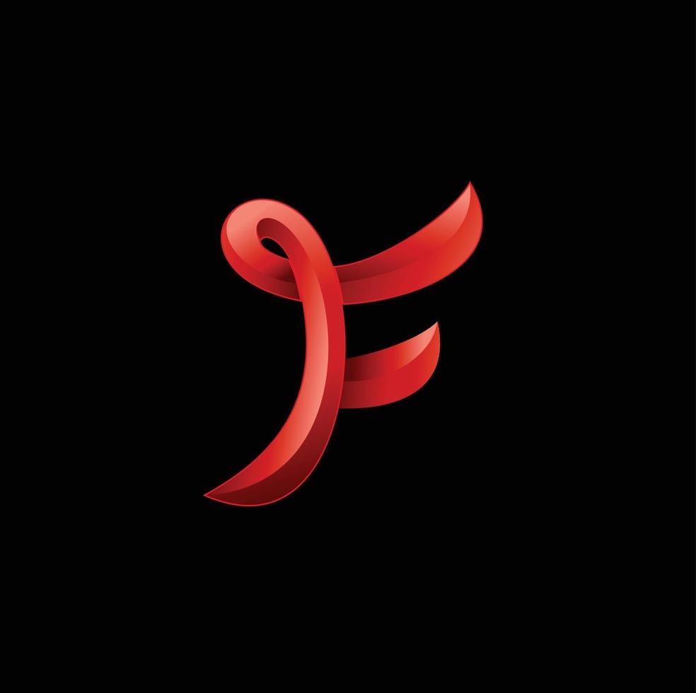 Ilustração em vetor logotipo 3D letra f