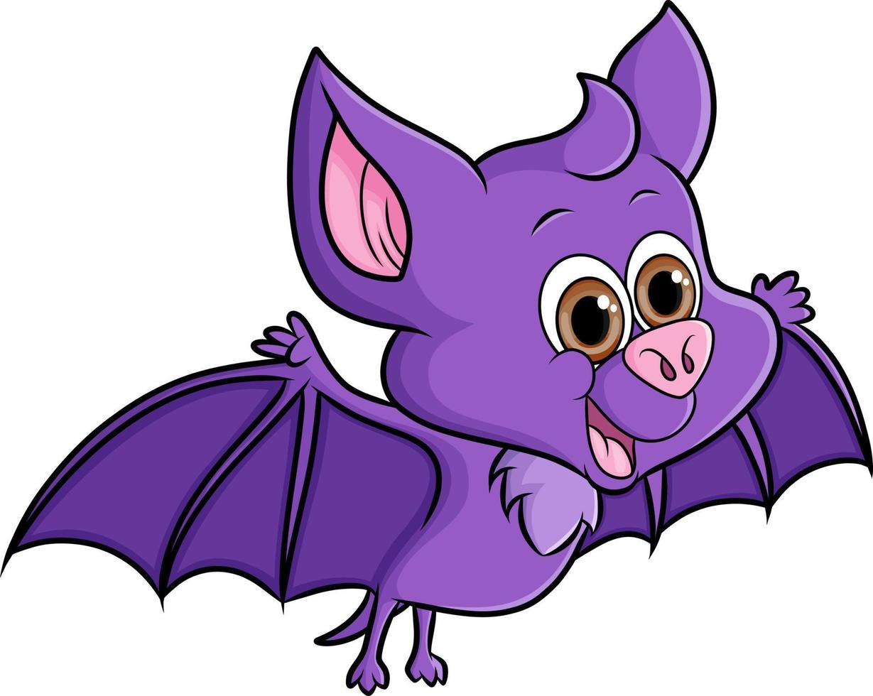 o morcego fofo está voando com a cara feliz vetor
