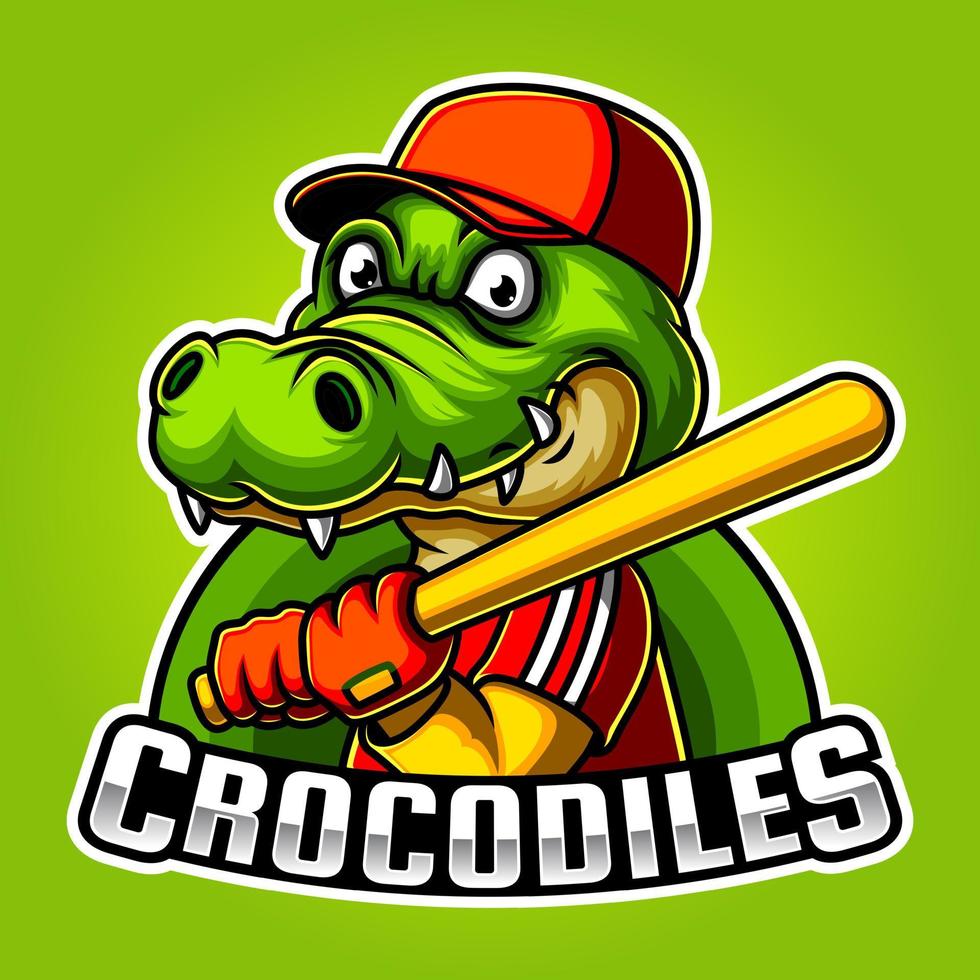 mascote crocodilo de beisebol vetor