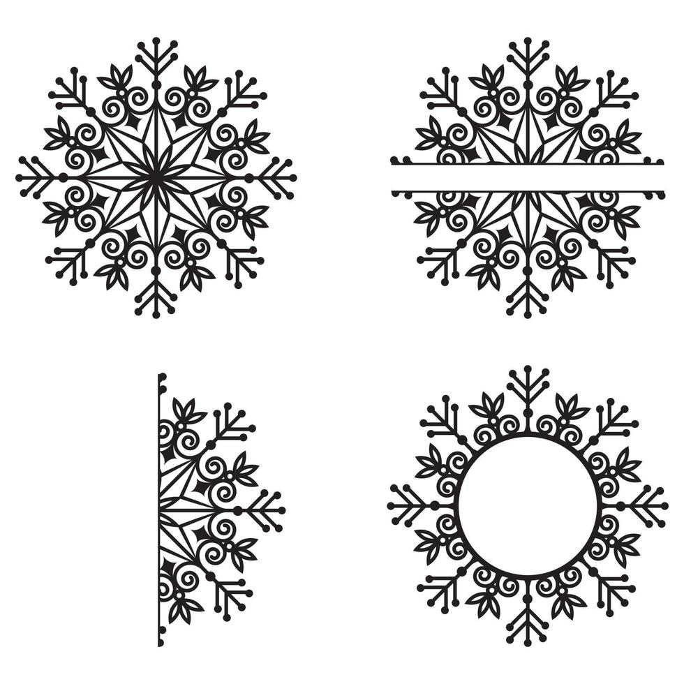 um conjunto de mandala de flocos de neve de natal vetor