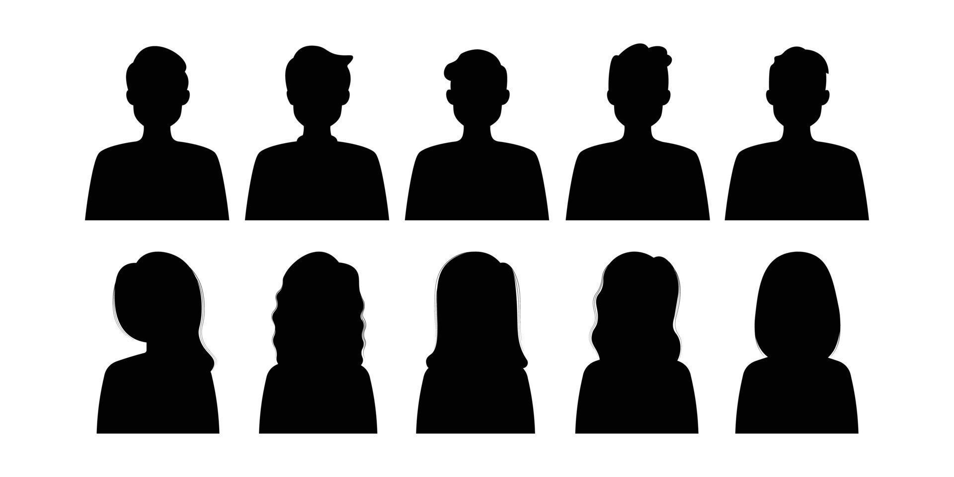 coleção homem e mulher ícone de cabeça silhouette.male e feminino avatar perfil sinal. vetor