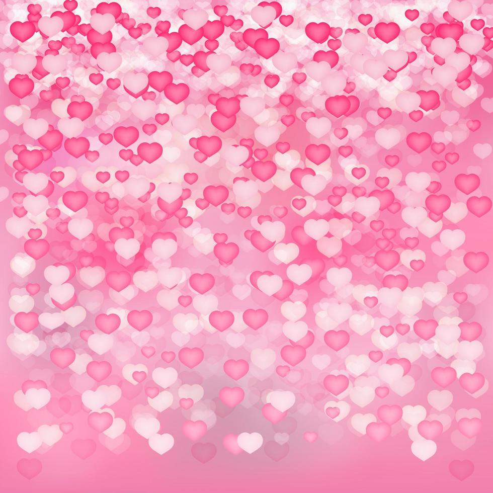 fundo de confetes de corações rosa suave. cartão brilhante do dia dos namorados s. ilustração vetorial romântica. fácil de editar o modelo de design. vetor