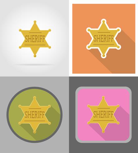 ilustração em vetor ícones plana xerife estrela oeste selvagem