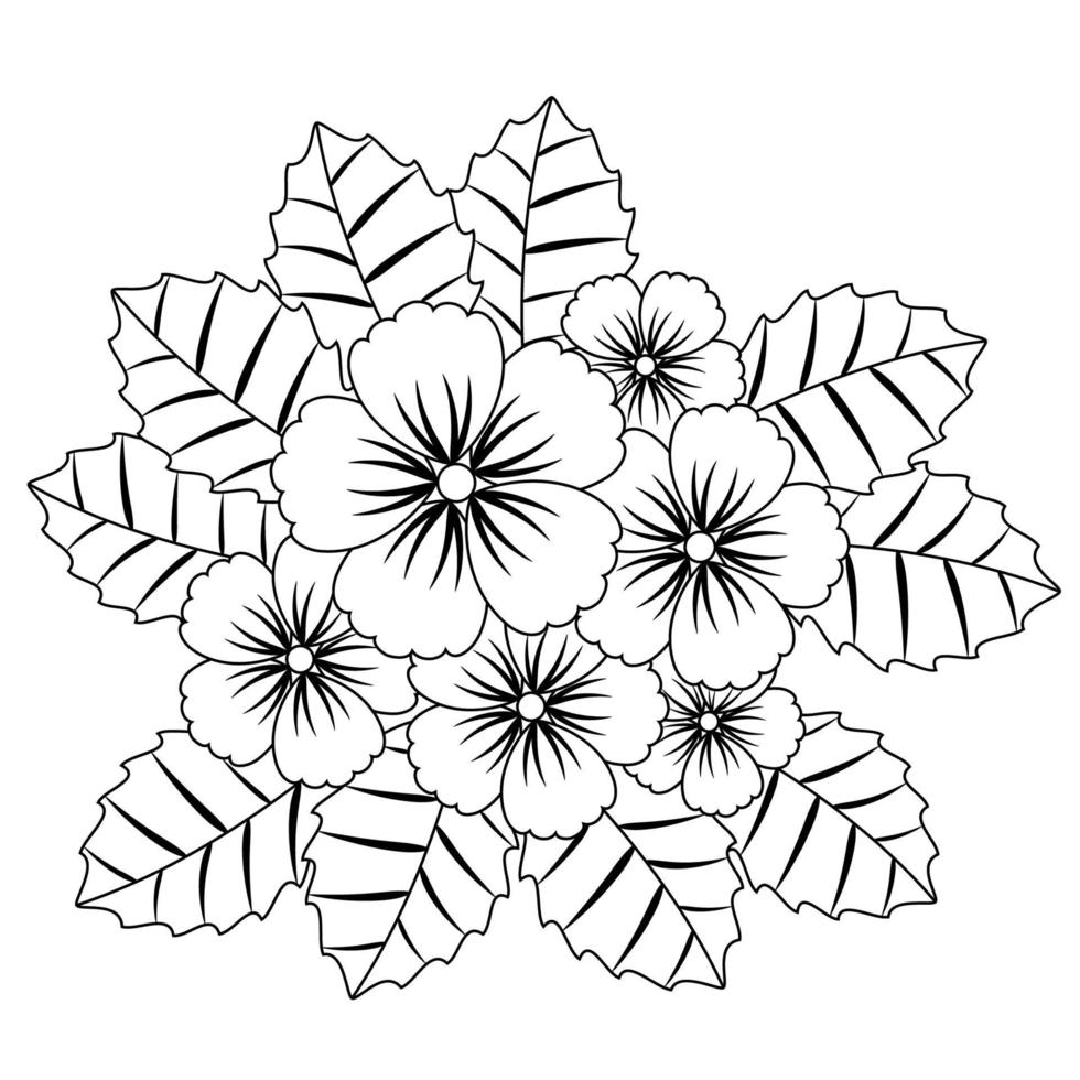 mão desenhar desenho de flores em preto e branco para livro de colorir  adulto. 8928441 Vetor no Vecteezy