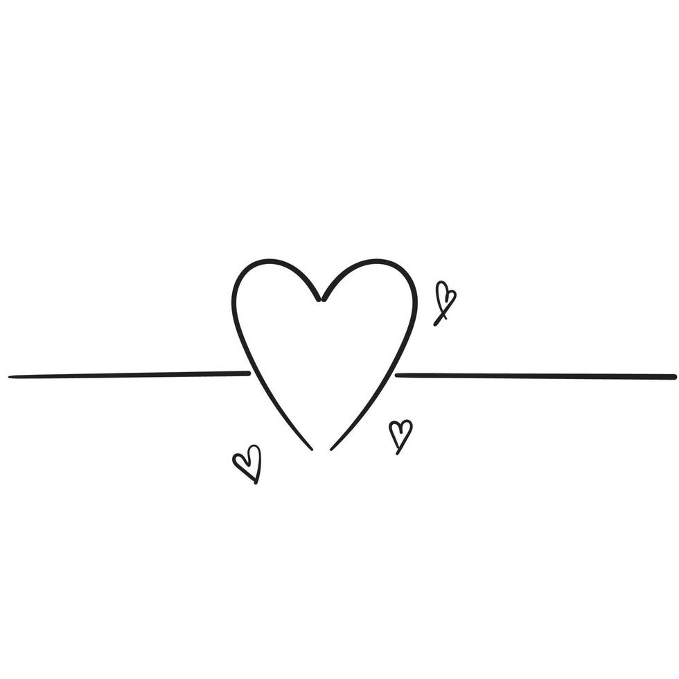 doodle coração amor ícone sinal com vetor de linha contínua única
