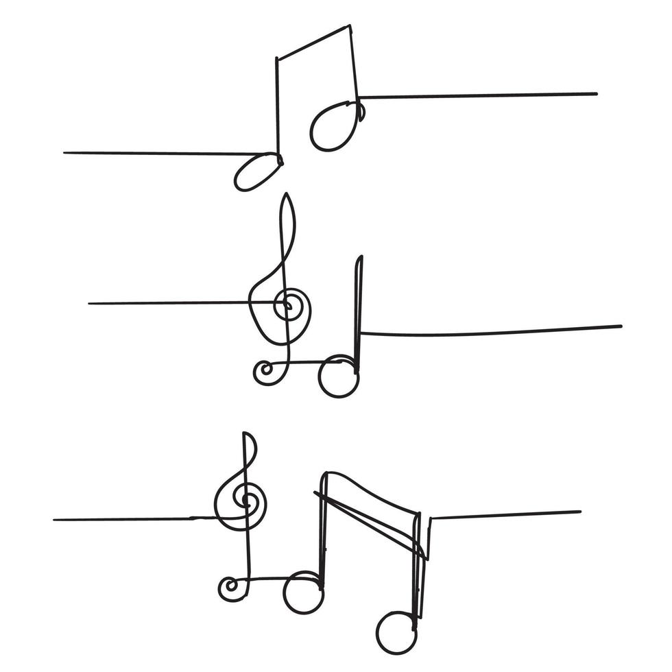 single line music note illustration vector handdrawn style