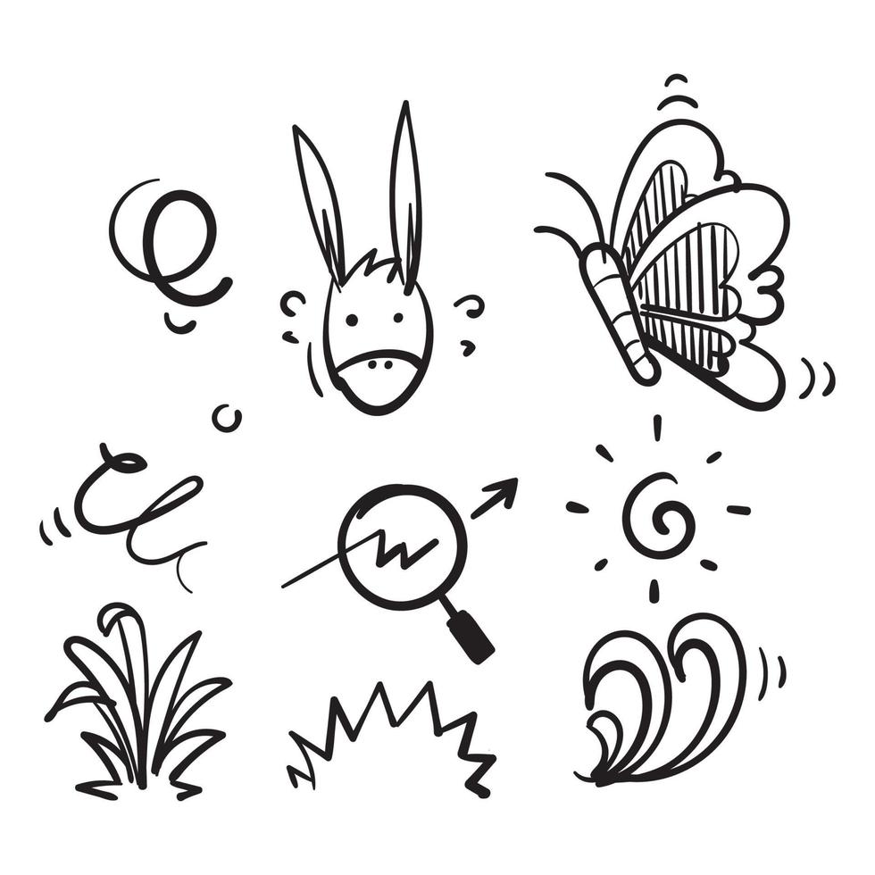 mão desenhada doodle elemento coleção ícone ilustração conceito isolado vetor