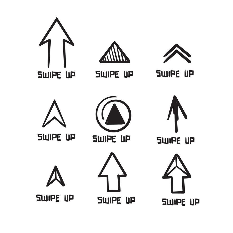 doodle desenhado à mão deslizar para cima seta símbolo ilustração vetorial isolado vetor