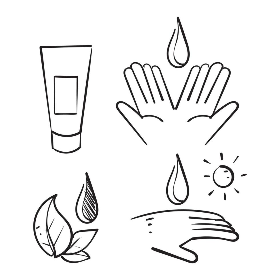 mão desenhada doodle creme para cuidados com a pele e ilustração de gel hidratante isolada vetor