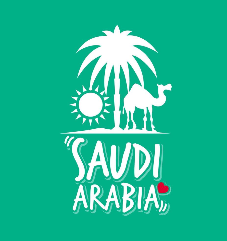 eu amo a palavra Arábia Saudita em fundo branco. ilustração em vetor editável.