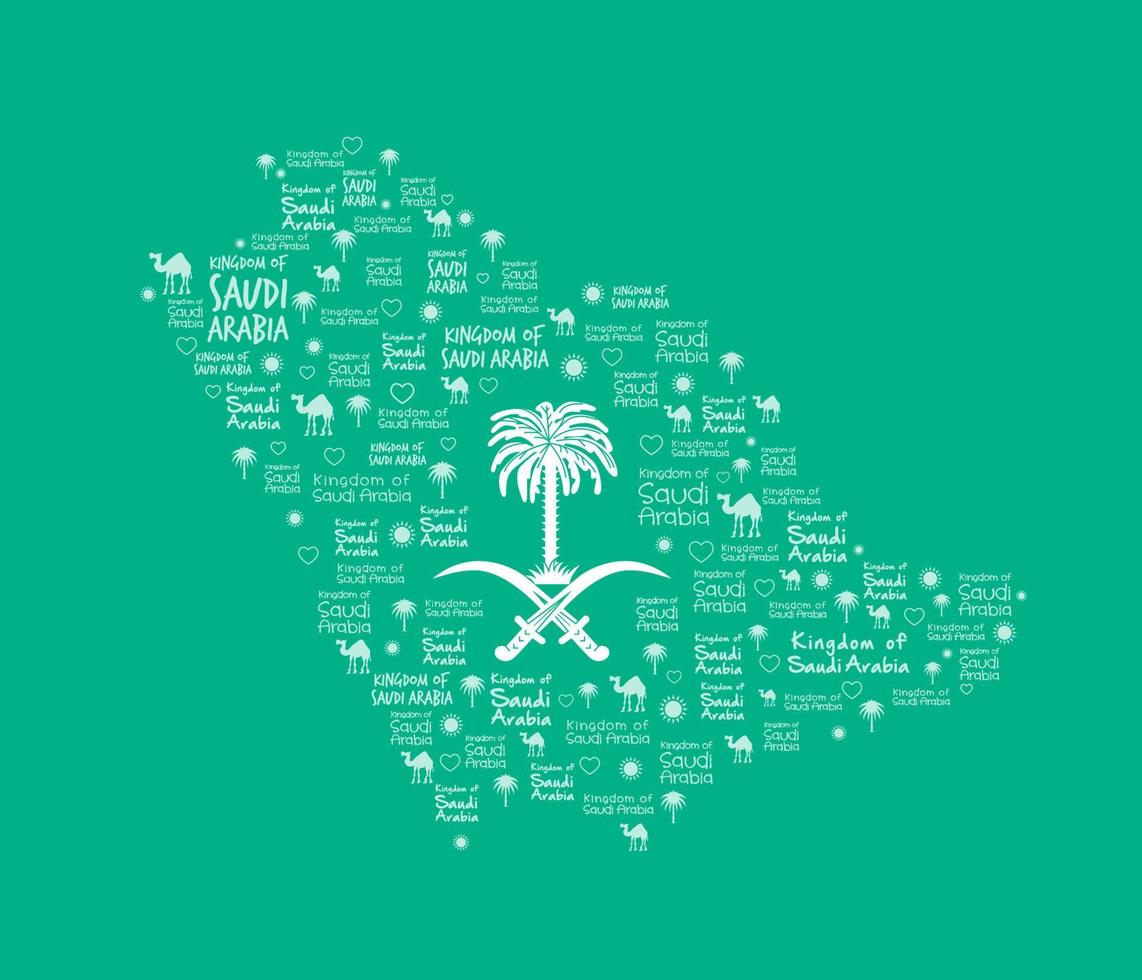 eu amo a palavra Arábia Saudita em fundo branco. ilustração em vetor editável.