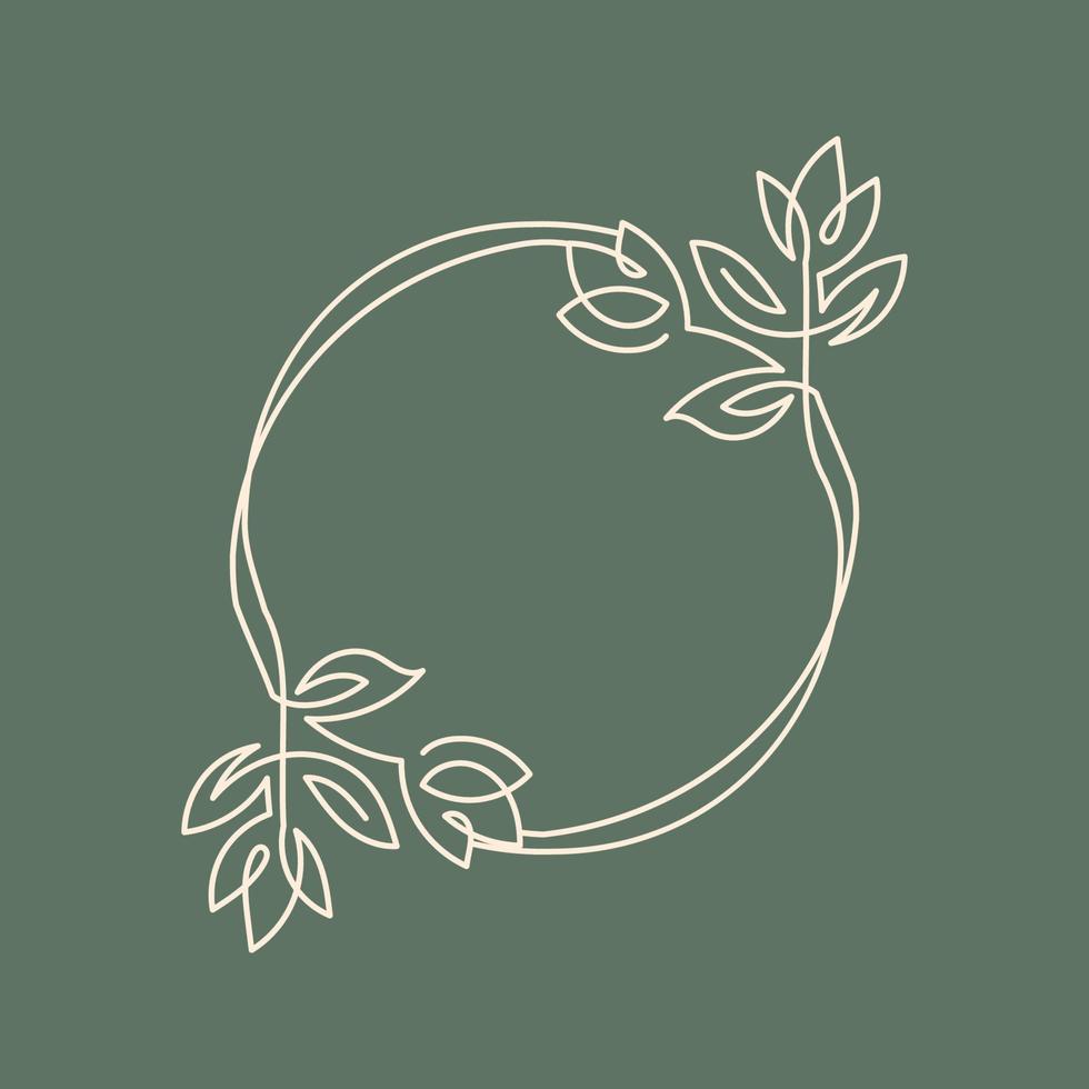 ilustração de quadros de coroa de flores de uma linha para logotipo vetor