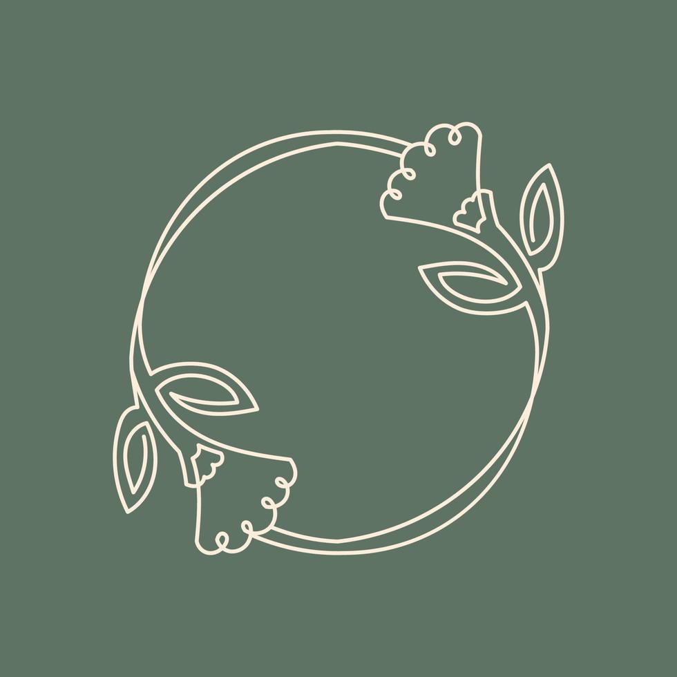 ilustração do logotipo de quadros de coroa de flores de uma linha vetor