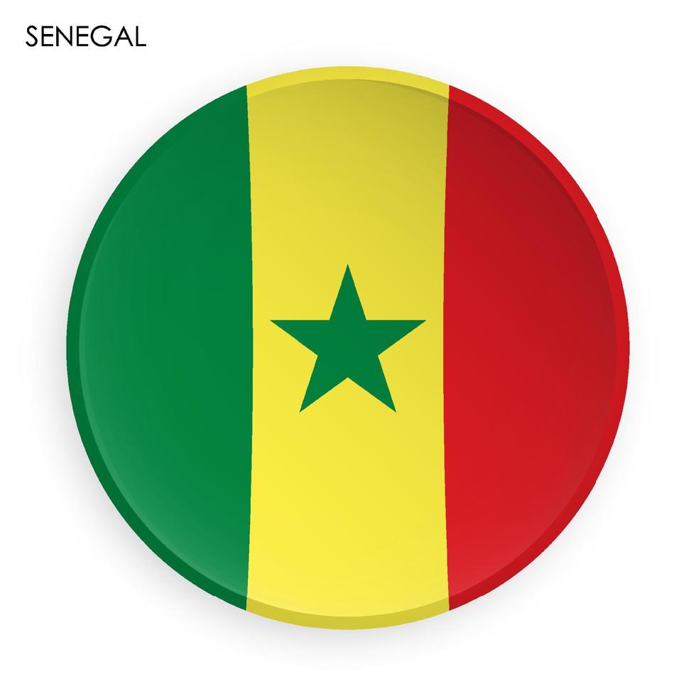 ícone da bandeira do Senegal em estilo moderno do neomorfismo. botão para aplicativo móvel ou web. vetor em fundo branco