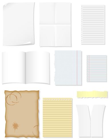 conjunto de folhas em branco de papel para ilustração vetorial de design vetor