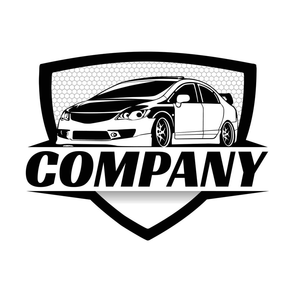 design do logotipo do carro com a silhueta do ícone do conceito de veículo esportivo vetor