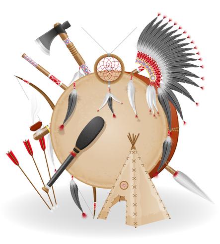 ilustração em vetor ícones índios americanos conceito