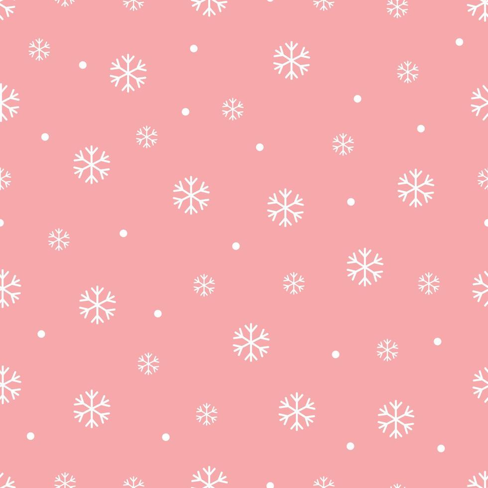 padrão sem emenda de Natal. flocos de neve brancos sobre fundo rosa. desenho vetorial para impressão, papel de parede decorativo, celebração de natal vetor
