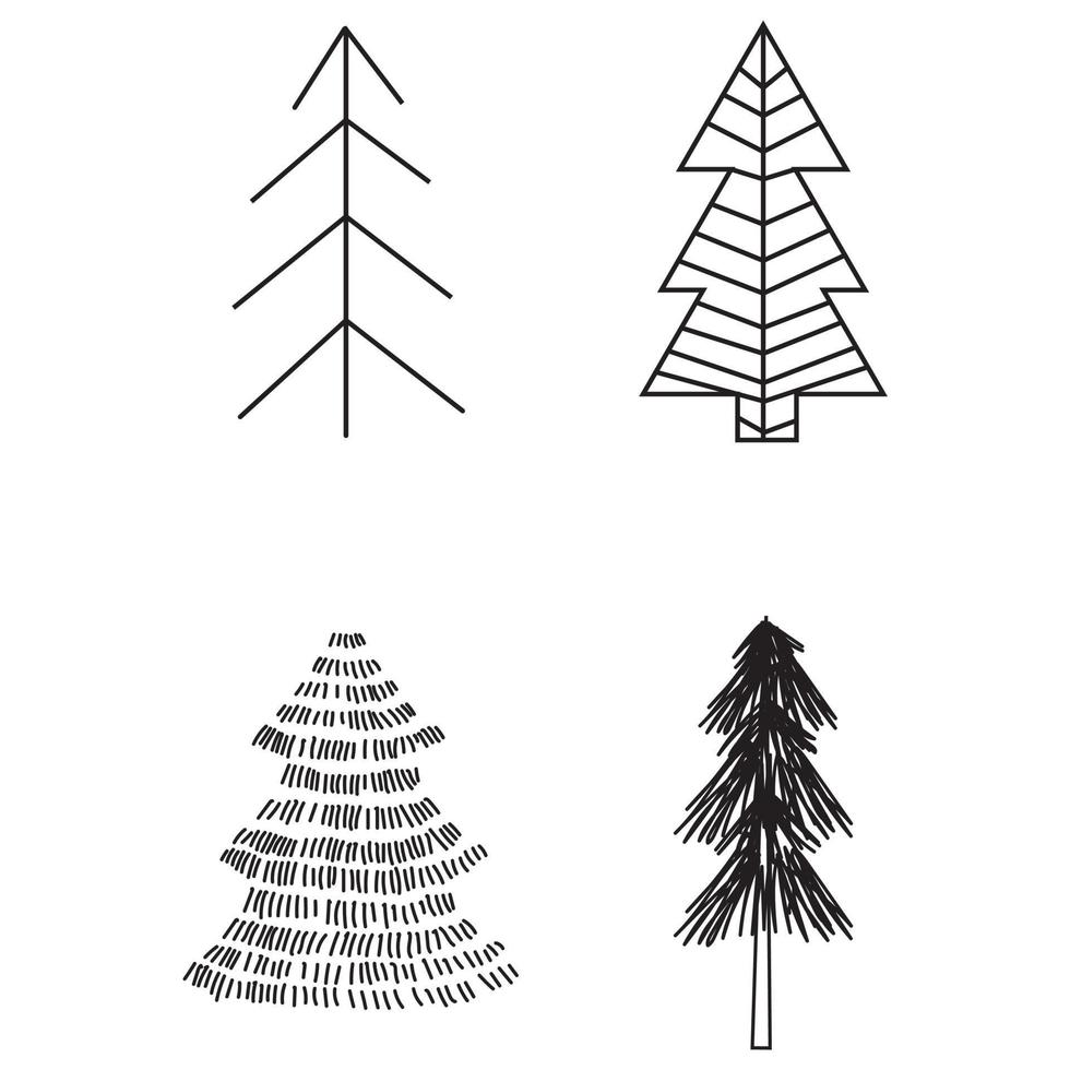 árvore de natal doodles clip art ilustração vetorial holidaysset vetor