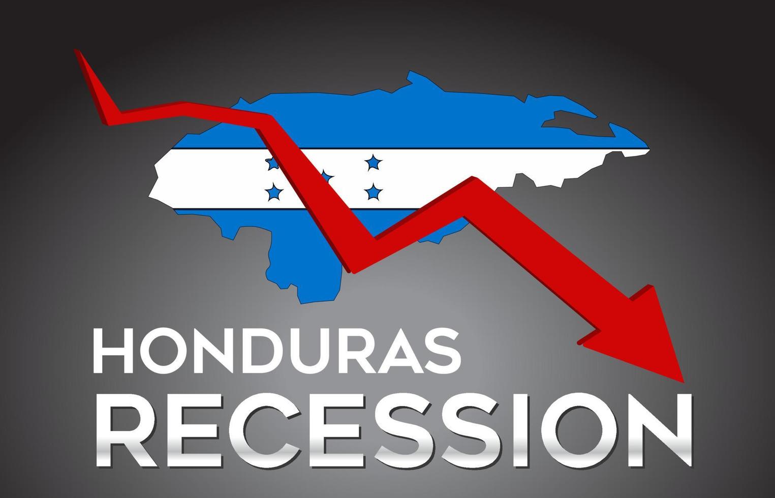 mapa do conceito criativo de crise econômica de recessão de honduras com seta de crash econômico. vetor