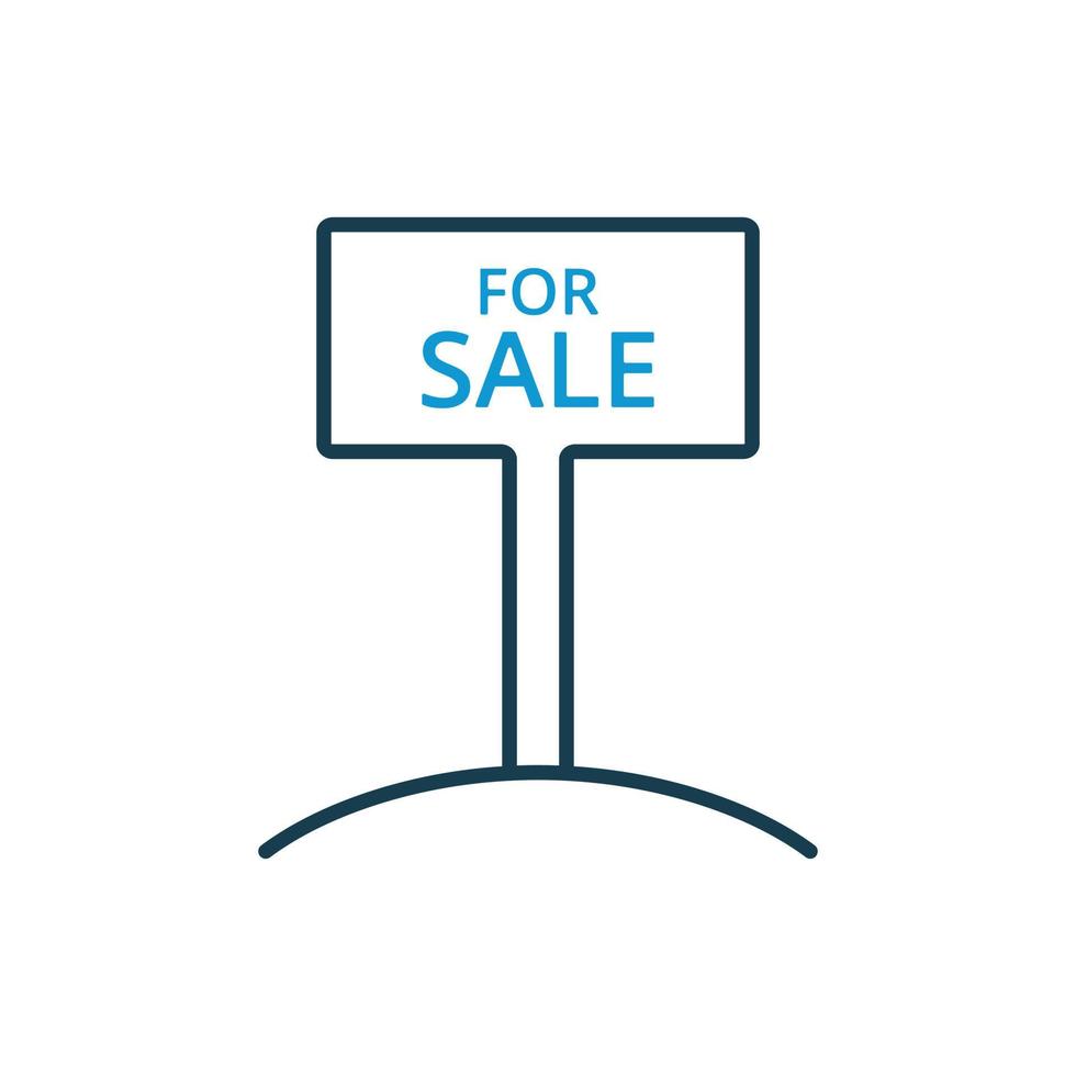 ícone de linha imobiliária. para venda assine om fundo branco. outdoor para venda de imóveis. ícone de linha de vetor
