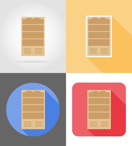mobília de estante conjunto plana ícones vetoriais ilustração vetor