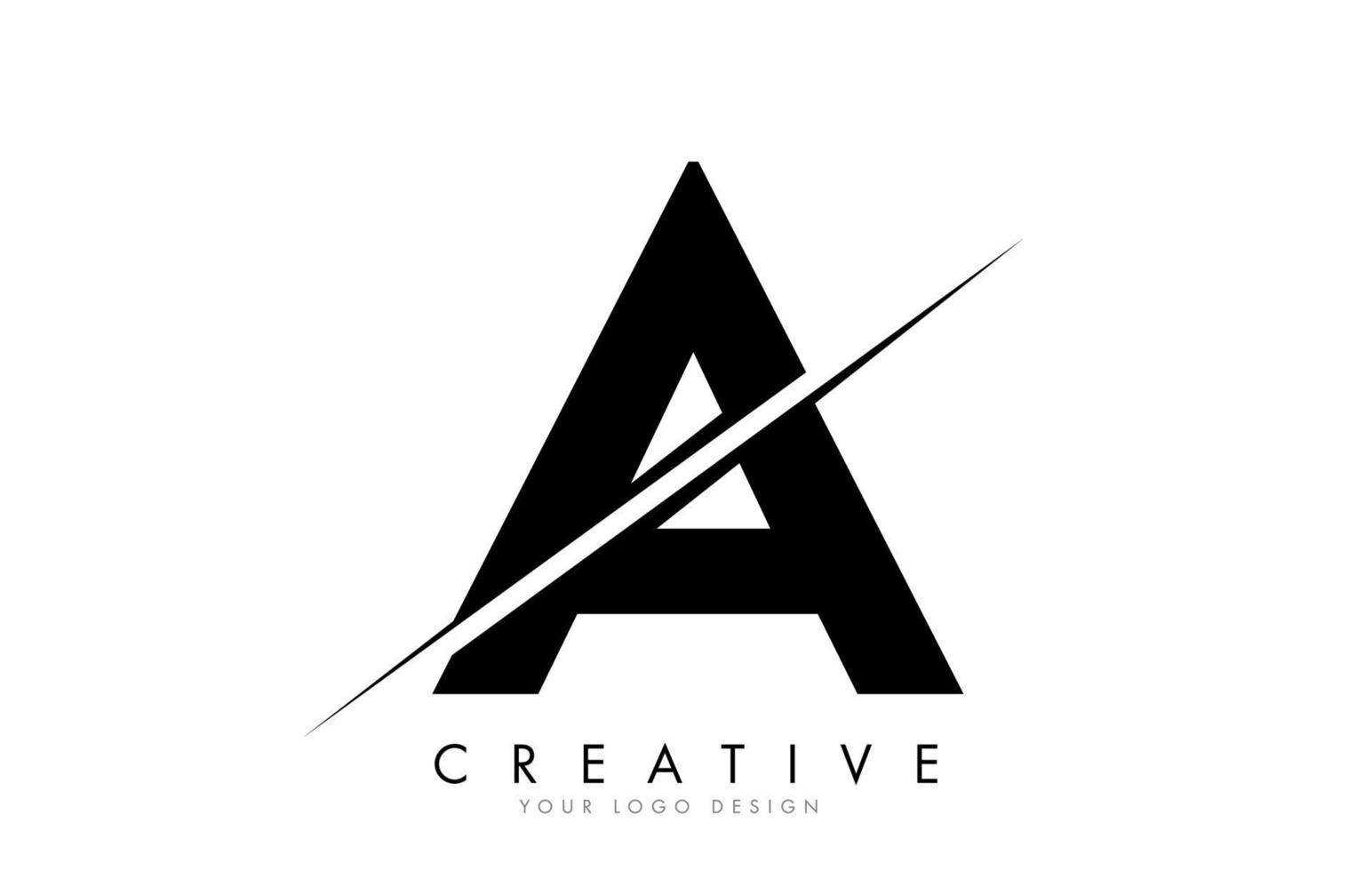 um design de logotipo de carta com um corte criativo. vetor