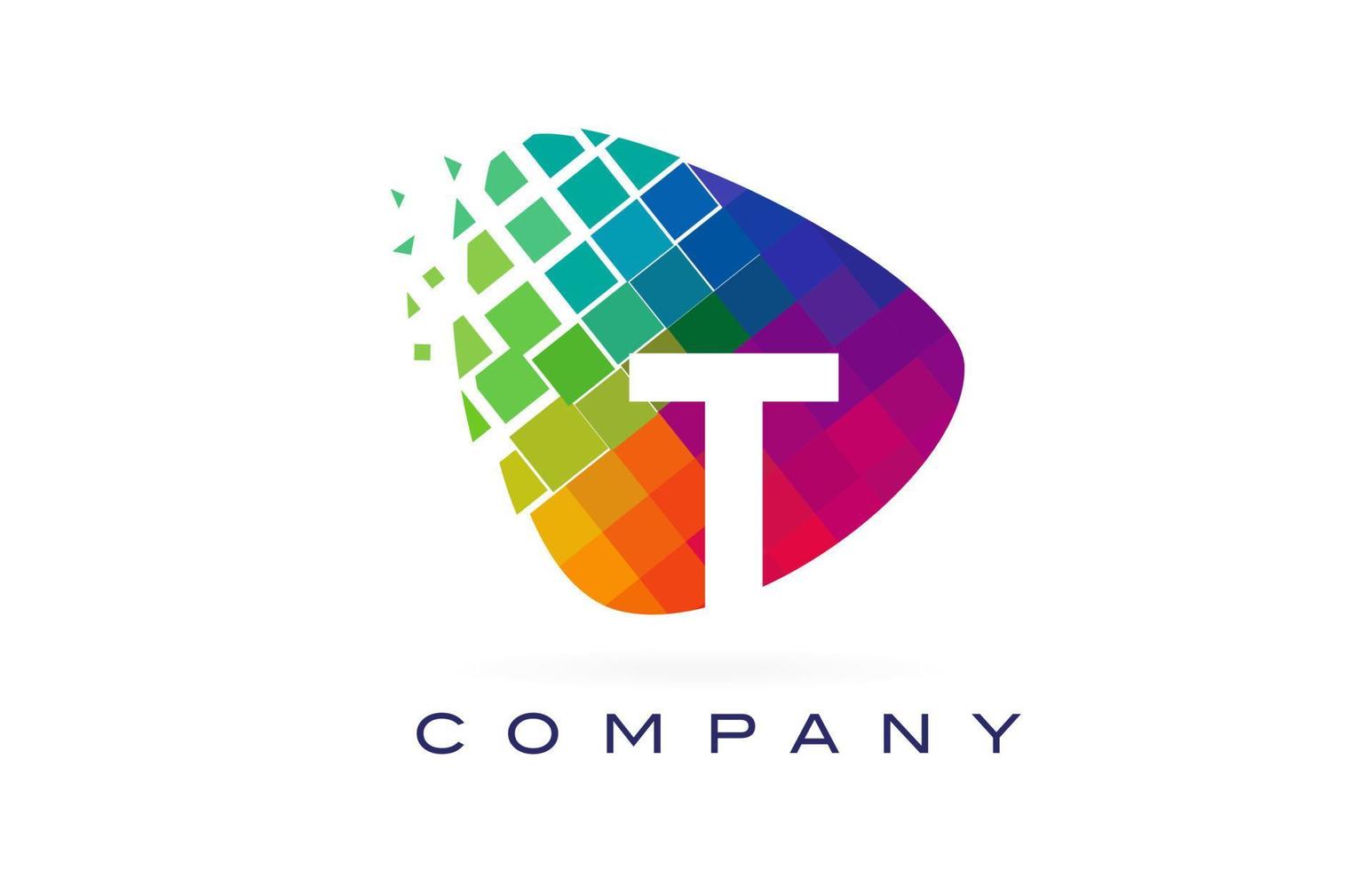 letra t design do logotipo do arco-íris colorido. vetor