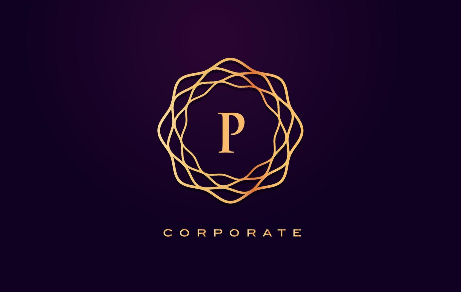 logotipo de luxo p. vetor de design de carta de monograma